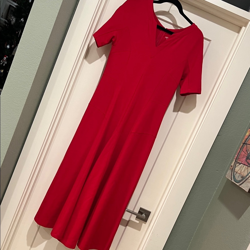 Soft Surroundings Vibrant Red Midi Dress, 10P
